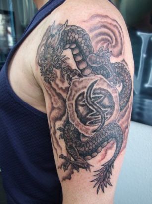 Man Shoulder Dragon Tattoo Design